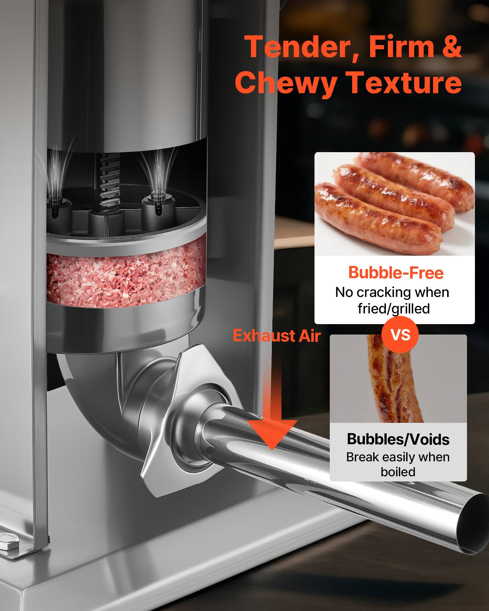 Tender, Firm & Chewy Texture  
Bubble-Free  
No cracking when fried/grilled  

VS  

Bubbles/Voids  
Break easily when boiled