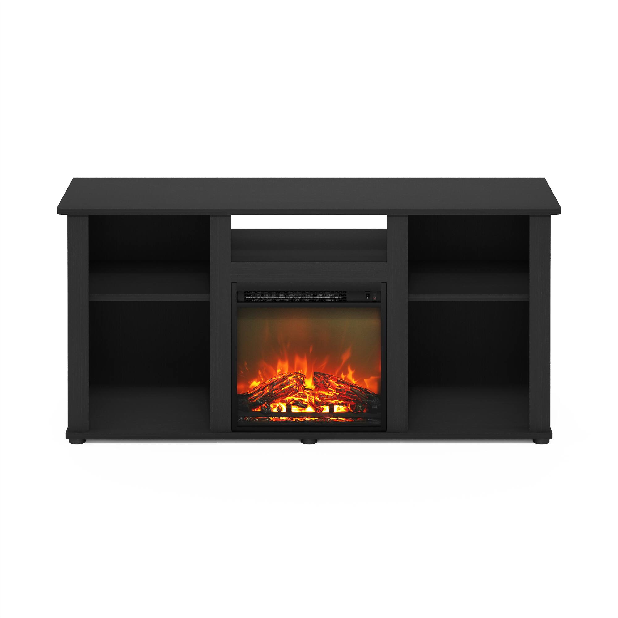 Alt View 2. Furinno - Jensen Fireplace TV Entertainment Center with Open Storage Compartment for TV up to 55 Inch - Americano.