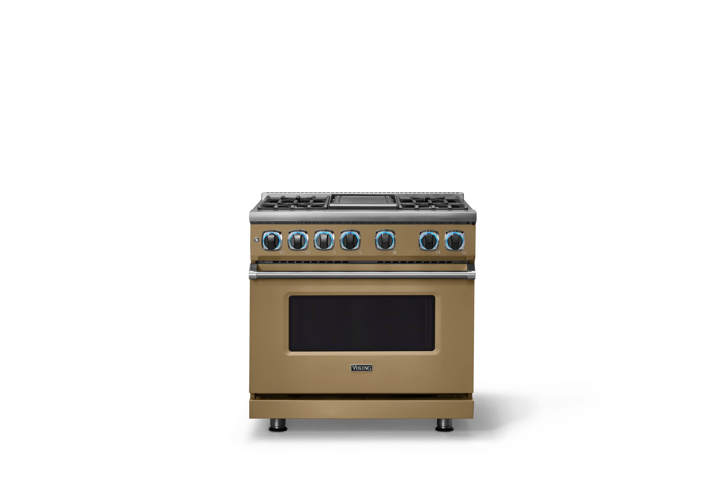 Alt View 4. Viking - 36"W. 5.6 Cu. Ft. 7S Self-Clean LP Dual Fuel Range-Golden Hour - Golden Hour.