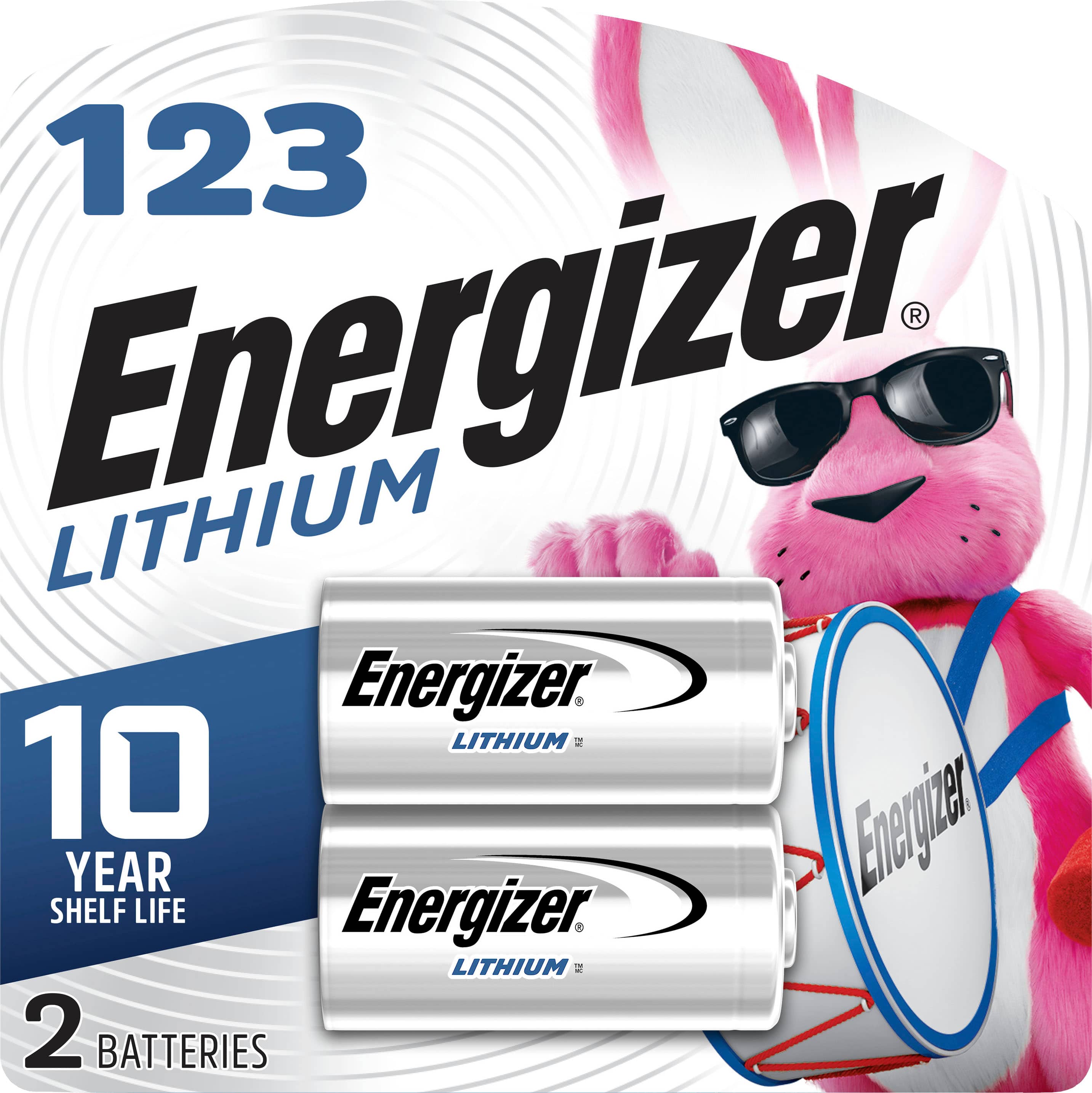 Front. Energizer - 123 Lithium Batteries (2 Pack), 3V Photo Batteries - Silver.