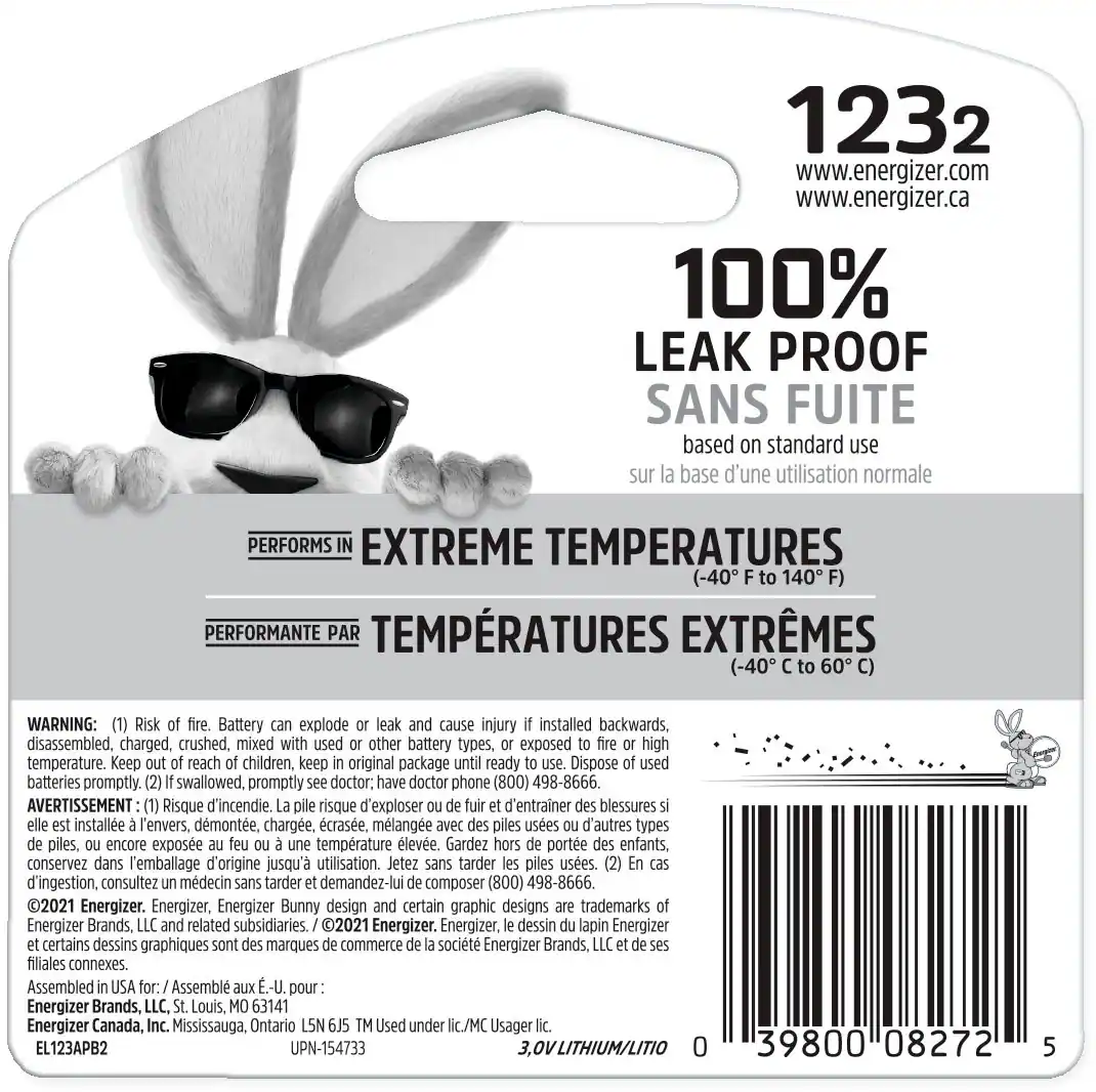 Alt View 1. Energizer - 123 Lithium Batteries (2 Pack), 3V Photo Batteries - Silver.