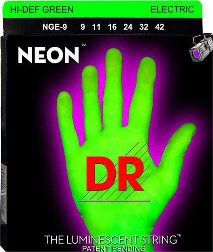 Front Standard. DR - Neon HiDef Nickel-Plated Electric Guitar Strings - Green.
