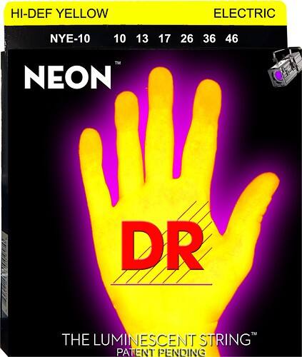 Front Standard. DR - Neon HiDef Nickel-Plated Electric Guitar Strings - Yellow.