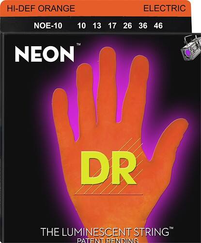 Front Standard. DR - Neon HiDef Nickel-Plated Electric Guitar Strings - Orange.