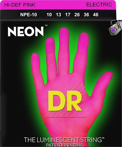 Front Standard. DR - Neon HiDef Nickel-Plated Electric Guitar Strings - Pink.