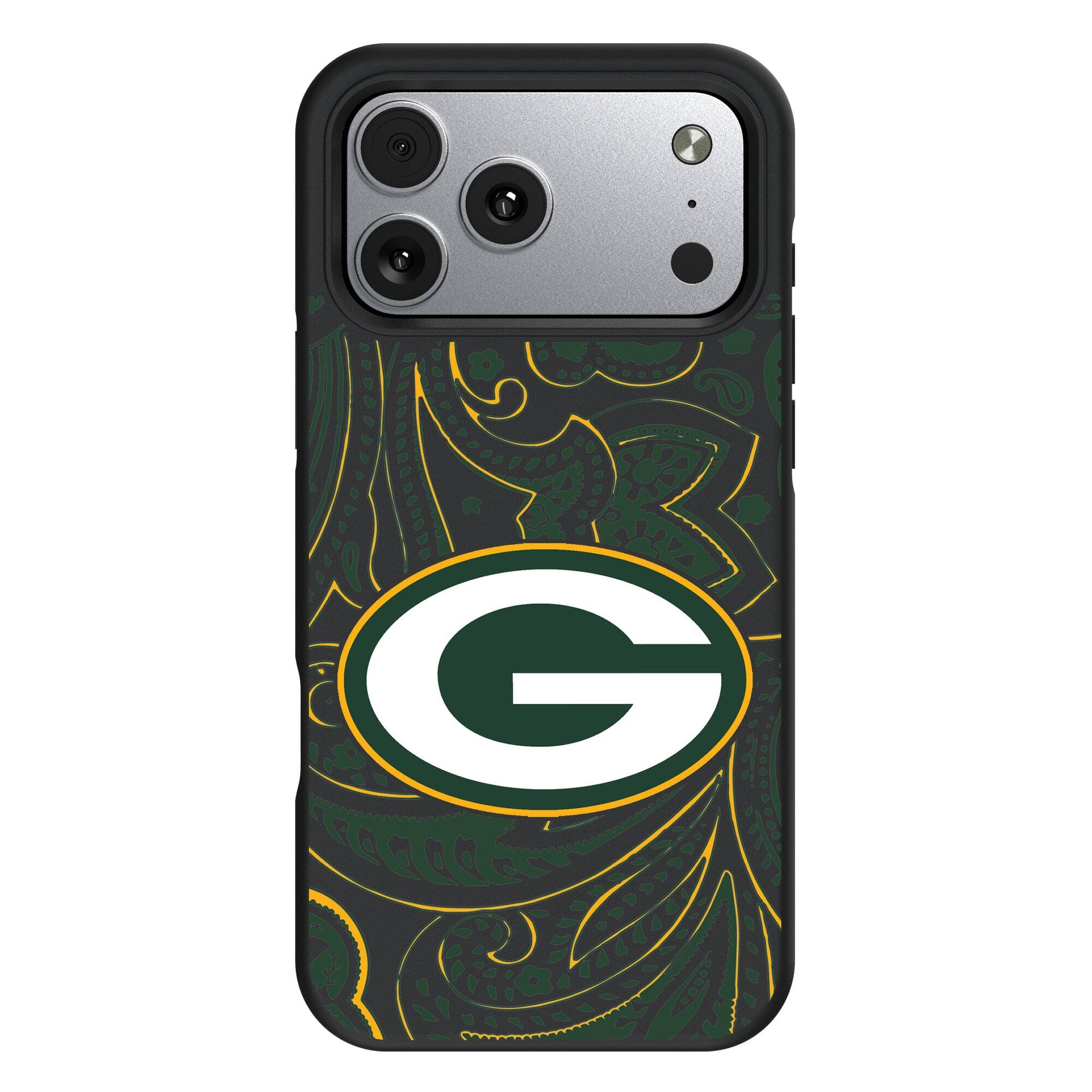 Front. Keyscaper - Green Bay Packers iPhone Paisley Design Bump Case - 16 - Multicolor.
