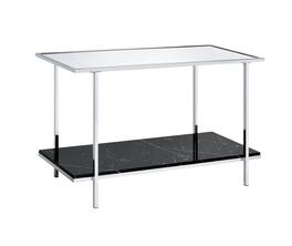 Manhattan Lane - Console Table with Mirror Top and Faux Marble Open Bottom Shelf - Silver and Black