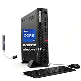 Lenovo - Upgraded - ThinkStation P3 Tiny Mini Desktop (Intel i5-13500, 16GB DDR5, 1TB PCIe SSD, Win 11 Pro) w/USB Hub - Black