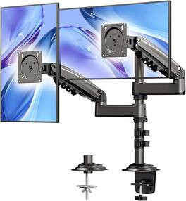 FINEAK - 17-32 Inch Dual Monitor Mount, Ergonomic Adjustable Tilt/Swivel/Rotate - Black