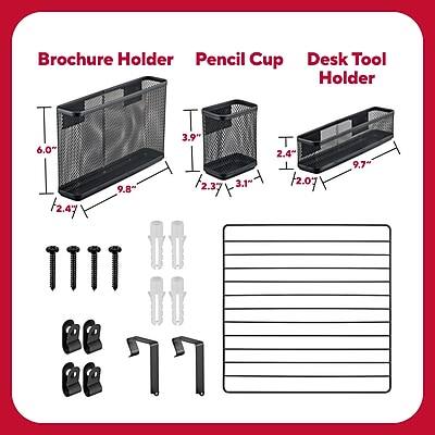Brochure Holder  
- Height: 6.0"  
- Width: 9.8"  
- Depth: 2.4"  

Pencil Cup  
- Height: 3.9"  
- Width: 2.4"  
- Depth: 2.07"  

Desk Tool Holder  
- Height: 9.7"  
- Width: 2.3"  
- Depth: 2.07"  

Dimensions:  
- 3.9" x 3.1" x 2.07"