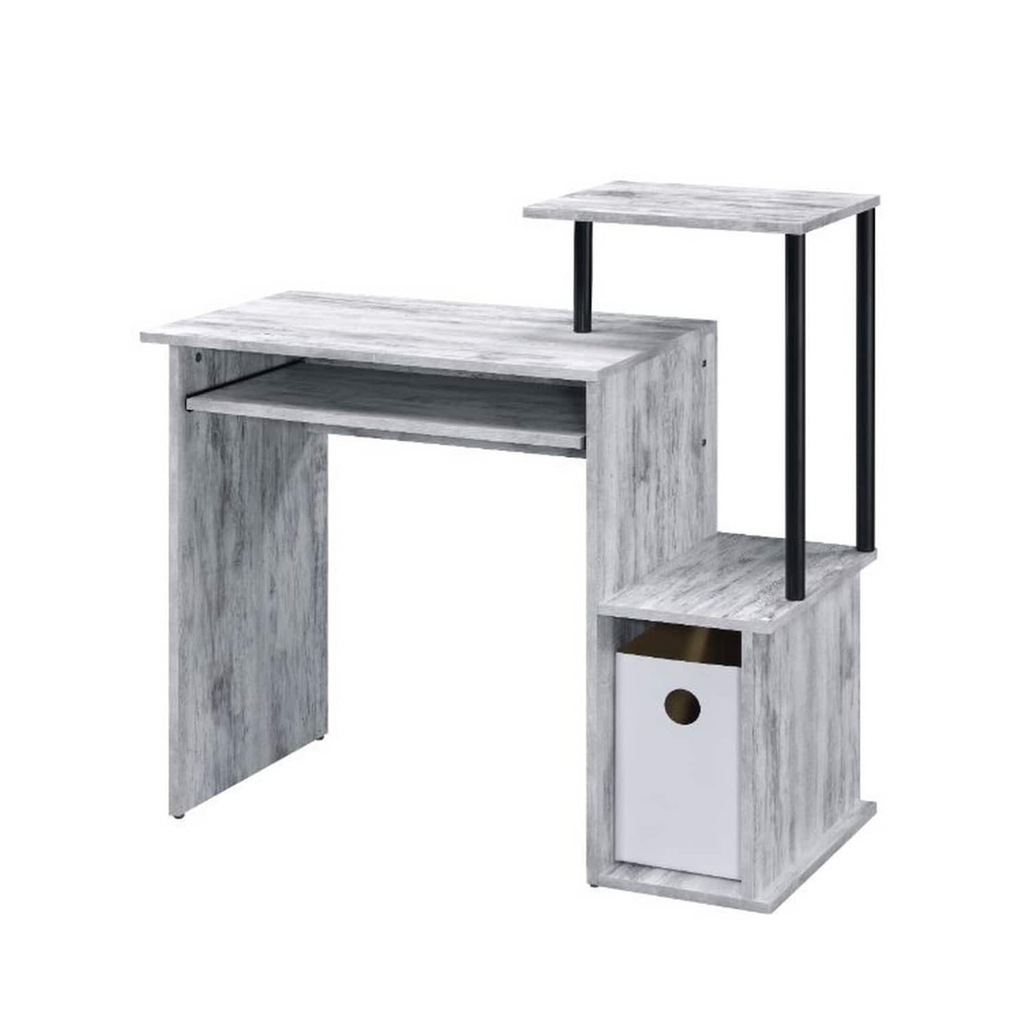 Manhattan Lane - Computer Desk with Built In Bookshelf, Antique White and Black, Antique White and Black - White, Black