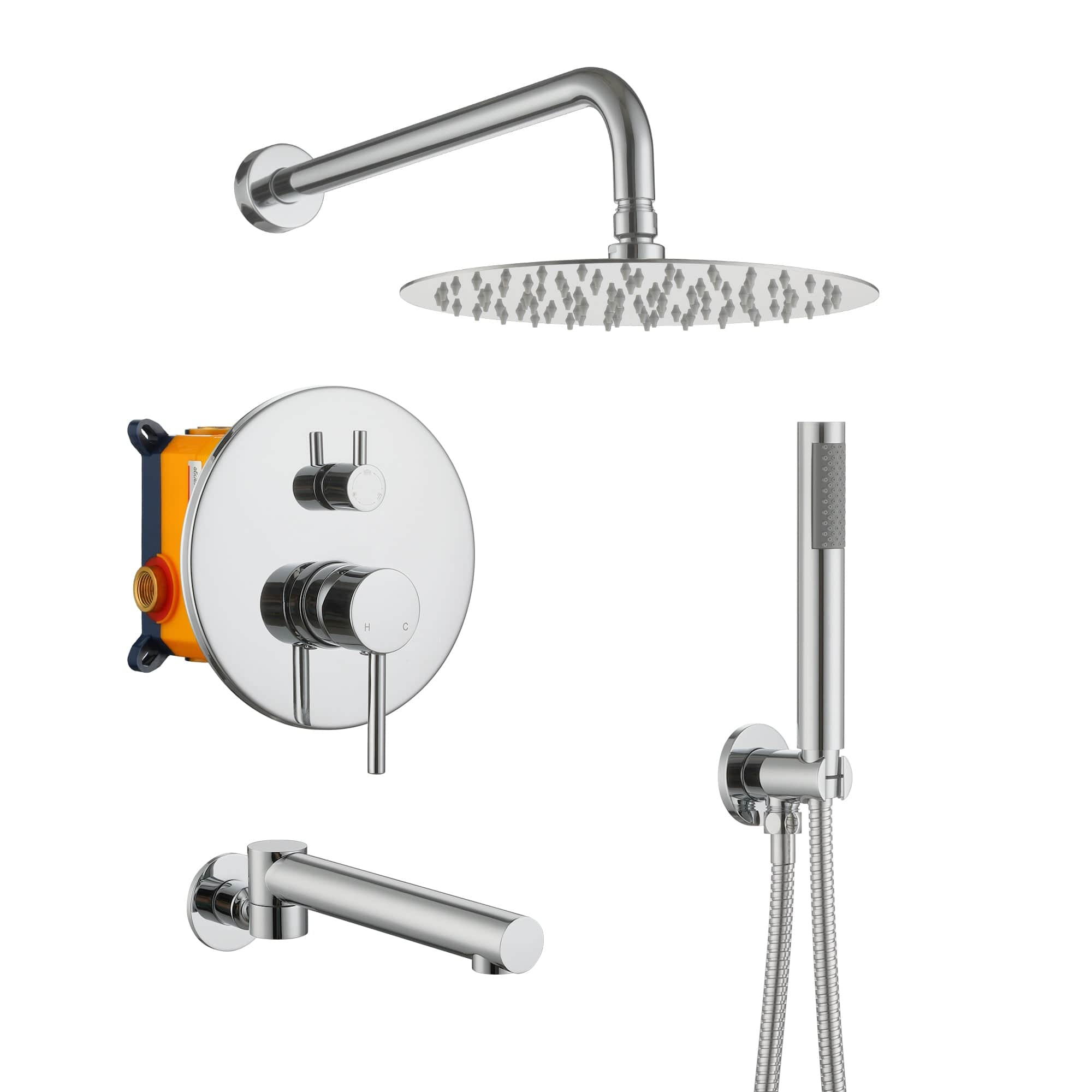 Boyel Living - Wall Mount 10 in. Single Handle 1-Spray Tub and Shower Faucet 1.8 GPM Pressure Balance Valve Included - Chrome price history on PriceWatchPro
