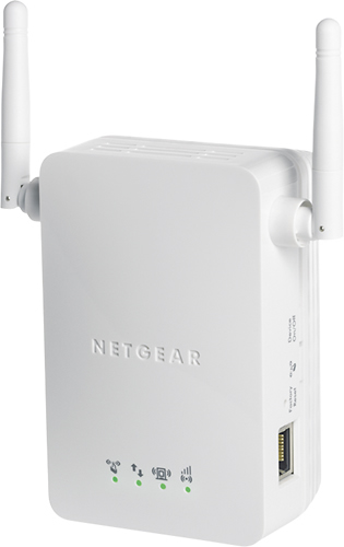 Left View: NETGEAR - Universal Wi-Fi Range Extender with Ethernet port - White