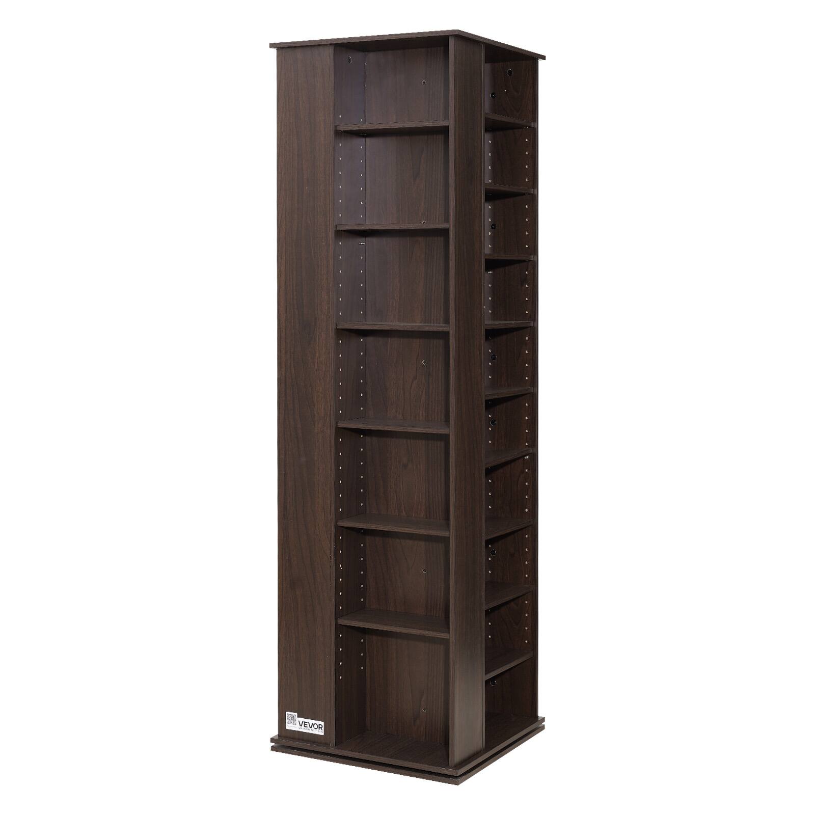 Alt View 5. VEVOR - Media Storage Cabinet, CD Rack Tower, 34 Compartments Rotating Media Tower Rack for CDs, DVDs, Books and Game Discs - Dark brown.