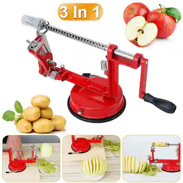 Winado - 3 in 1 Stainless Steel Potato Apple Peeler Corer Slicer Cutter Chopper Pear Fruit Easy Cut Cutter Kitchen Tool - Red
