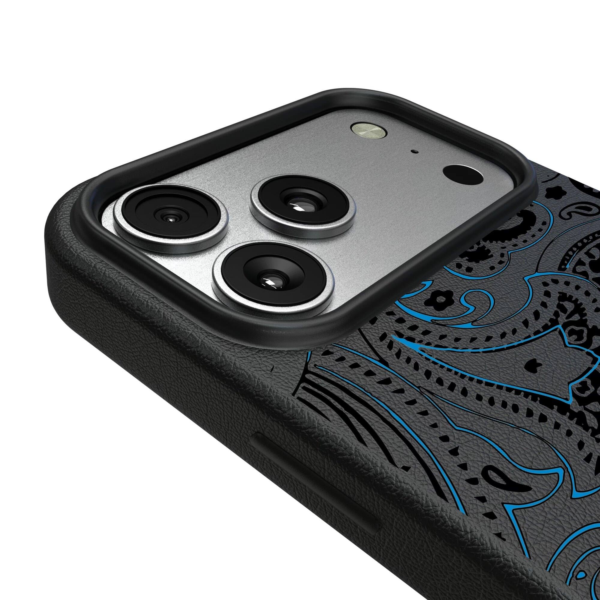 Alt View 2. Keyscaper - Carolina Panthers Paisley iPhone Magnetic Bump Case - 15 - Black.