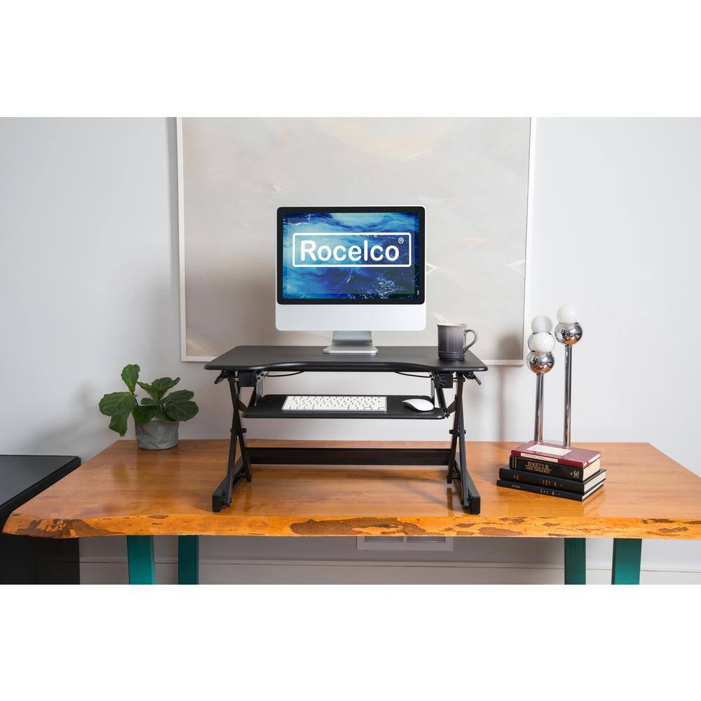 Alt View 1. Rocelco - 32" Height Adjustable Standing Desk - Black.