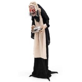 Boyel Living - Scary Animated Old Lady Halloween Prop with Candy Dish and Spooky Sounds - Multicolor