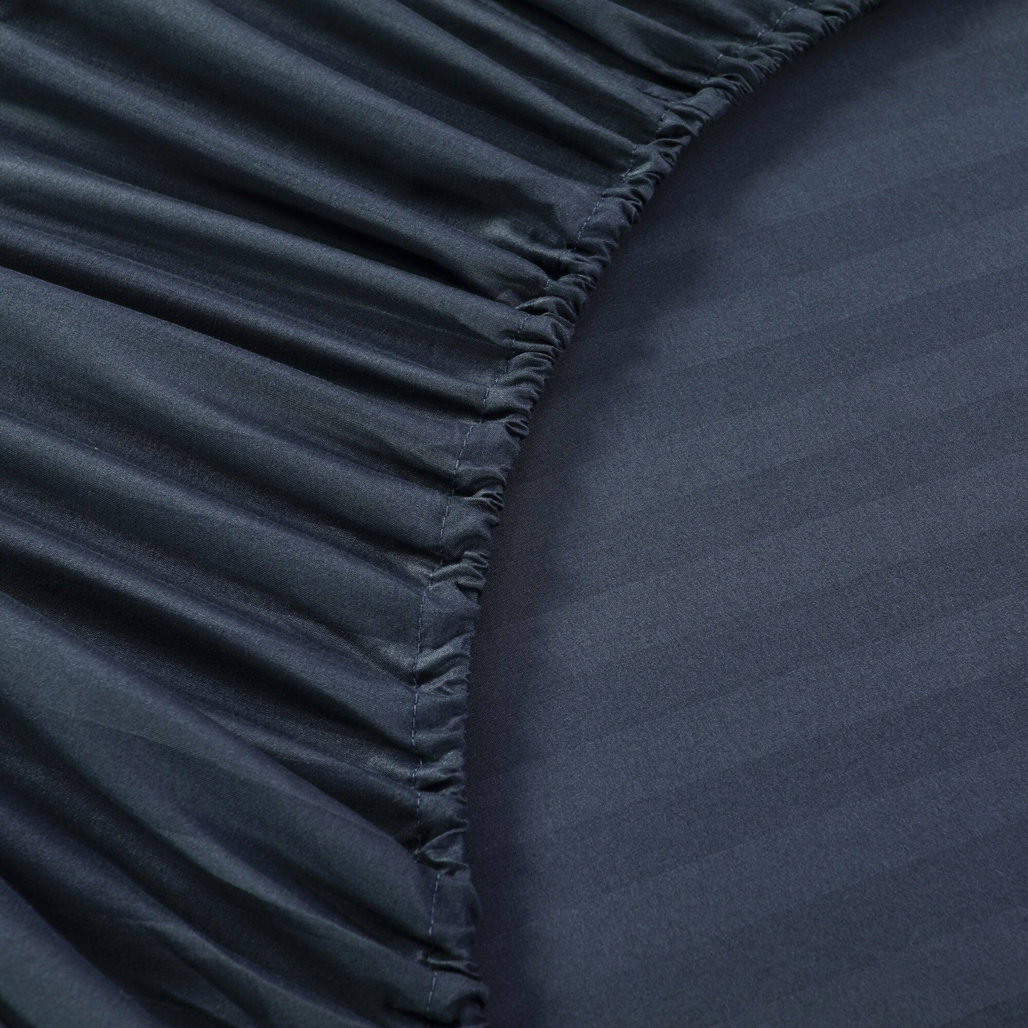 Back. MarCielo - Marcielo 4-Pieces Soft Striped Bed Sheets with 18 inches Deep Pocket - Navy.