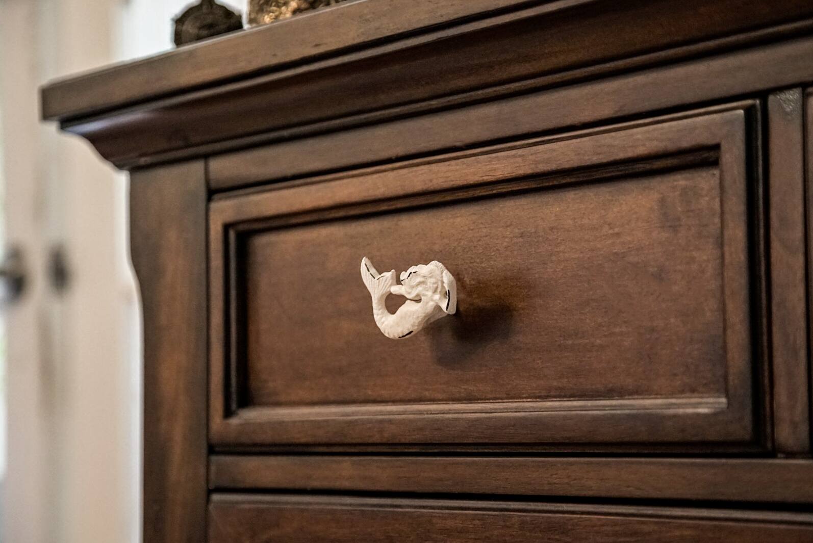 Alt View 3. Zeckos - Set of 6 White Painted Cast Iron Mermaid Drawer Pull Rustic Furniture Decor Knob - White.