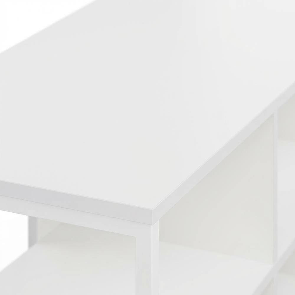 Alt View 4. FurniFact - Modern TV stand, up to 60-inch TVs, metal, wood construction, clean white finish - White.