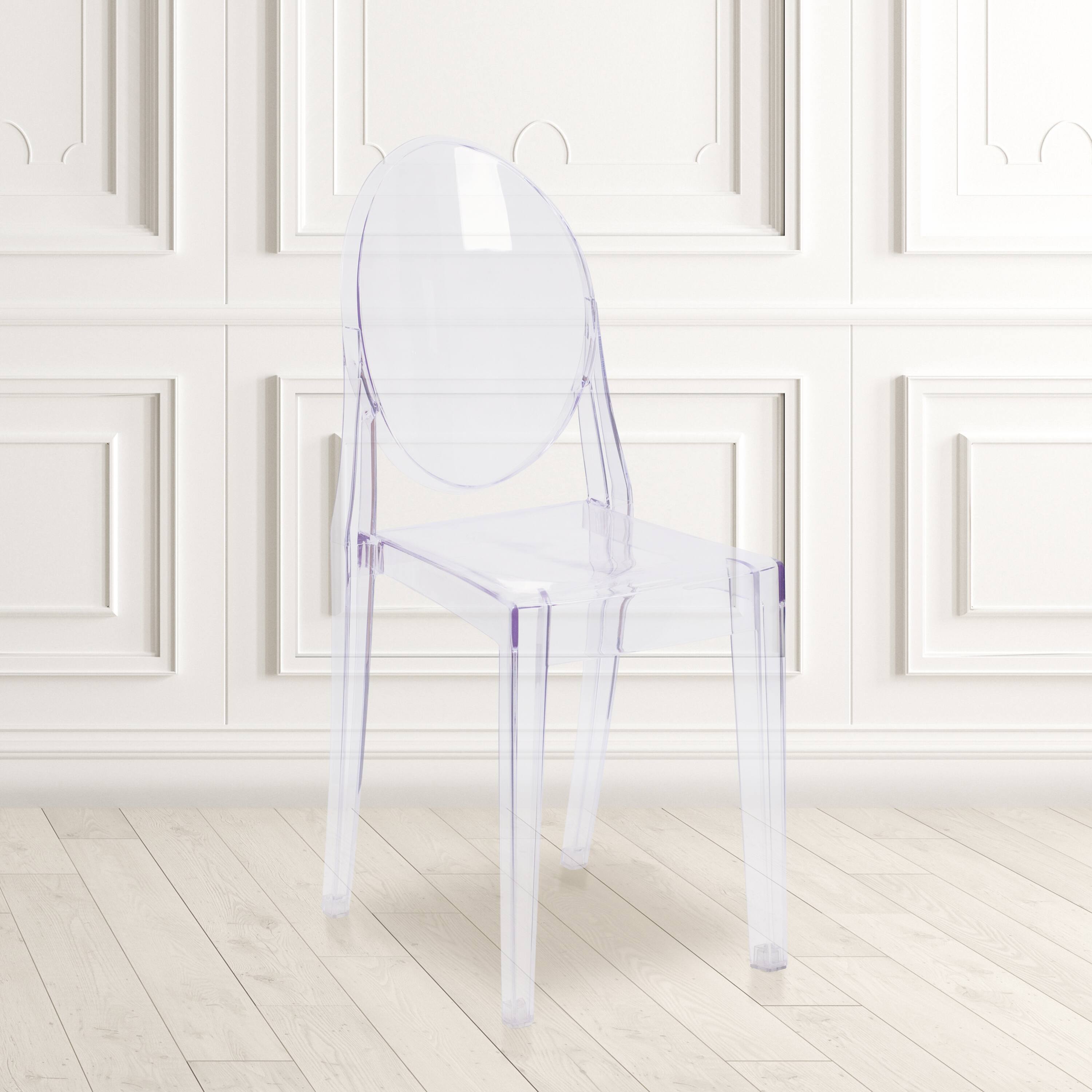 Alt View 2. Emma + Oliver - 4 Pack Ghost Side Chair - Clear.