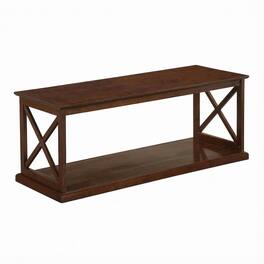 FurniFact - Brown Wood Coffee Table with Shelf Storage and Sturdy Construction - Espresso