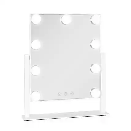 Front. Zadro - Zadro Hollywood Makeup Mirror - 12" x 14" - 9 LED Light Bulbs with Dimmable Brightness - White.