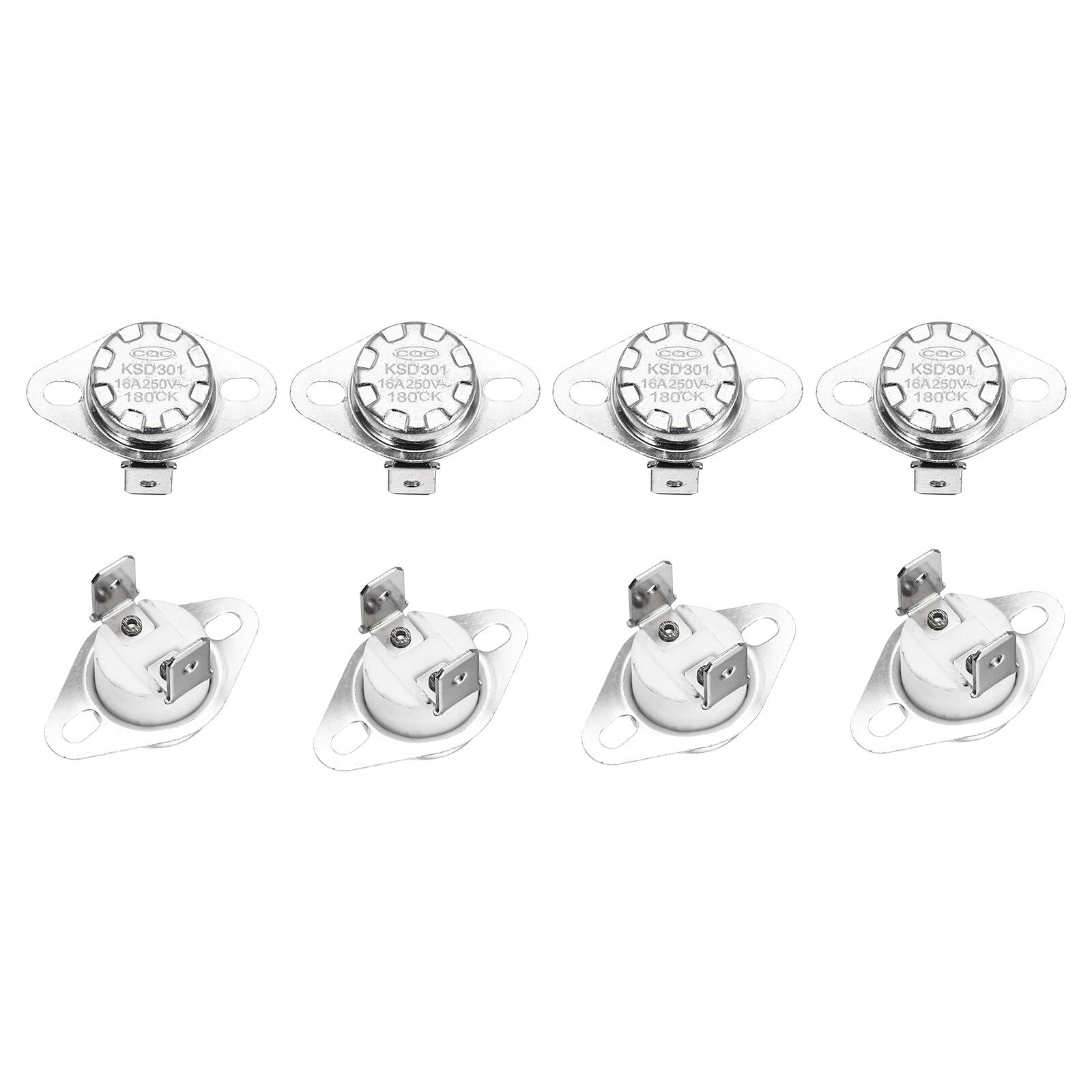 Unique Bargains - KSD301 Thermostat 180°C/356°F 16A Normally Open N.O Temperature Switch for Microwaves/Oven 8pcs Ceramic - Silver