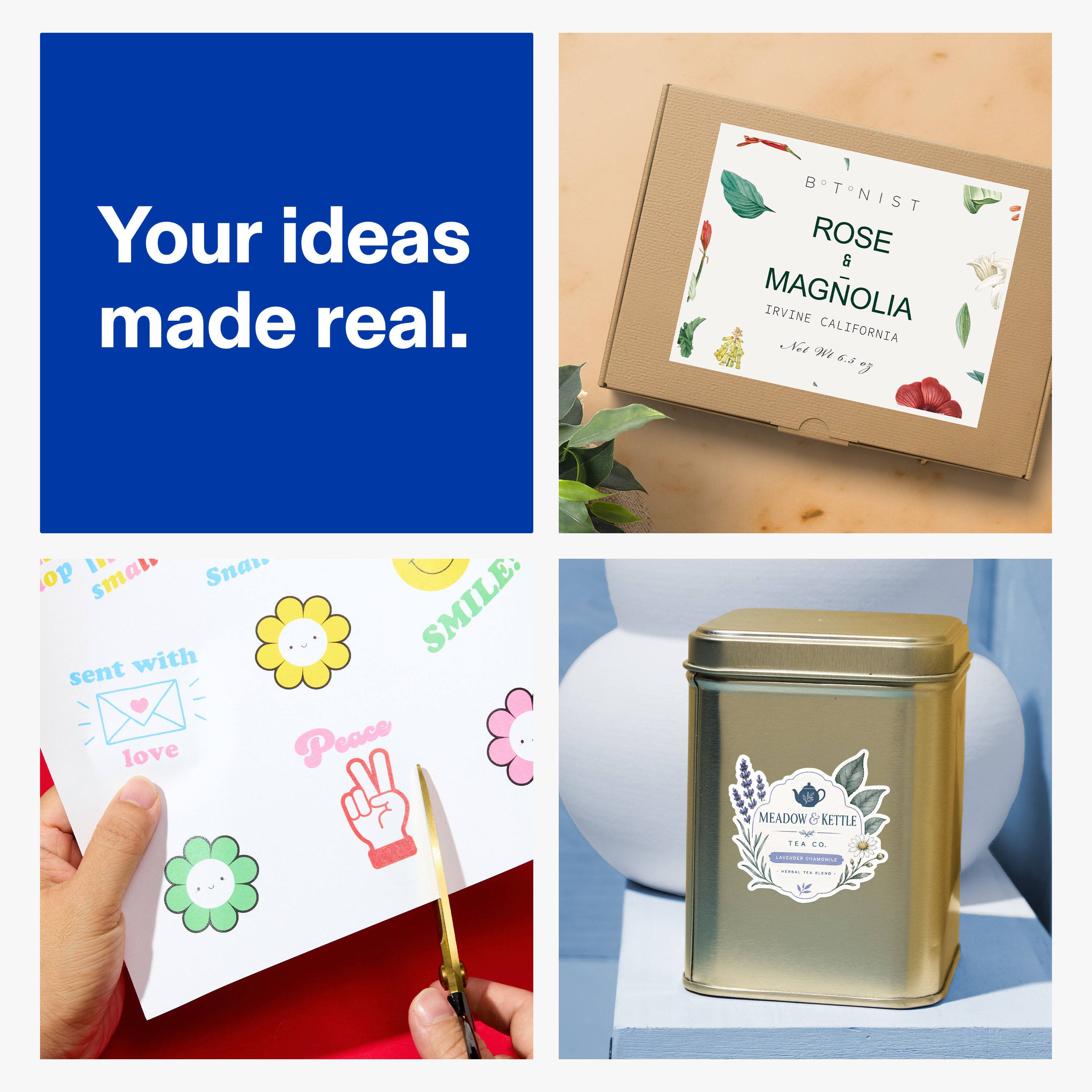 Your ideas made real.

BOTANIST  
ROSE & MAGNOLIA  
IRVINE CALIFORNIA  
Net Wt 6.3 oz

sent with love  
Peace  
SMILE!

MEADOW & KETTLE  
TEA CO.  
AVENUE CHARDONNAY  
CHOMAL (38)