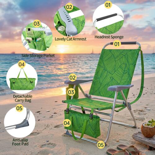 01 Headrest Sponge  
02 Lovely Cat Armrest  
03 Side Storage Pocket  
04 Detachable Carry Bag  
05 Anti-slip Foot Pad