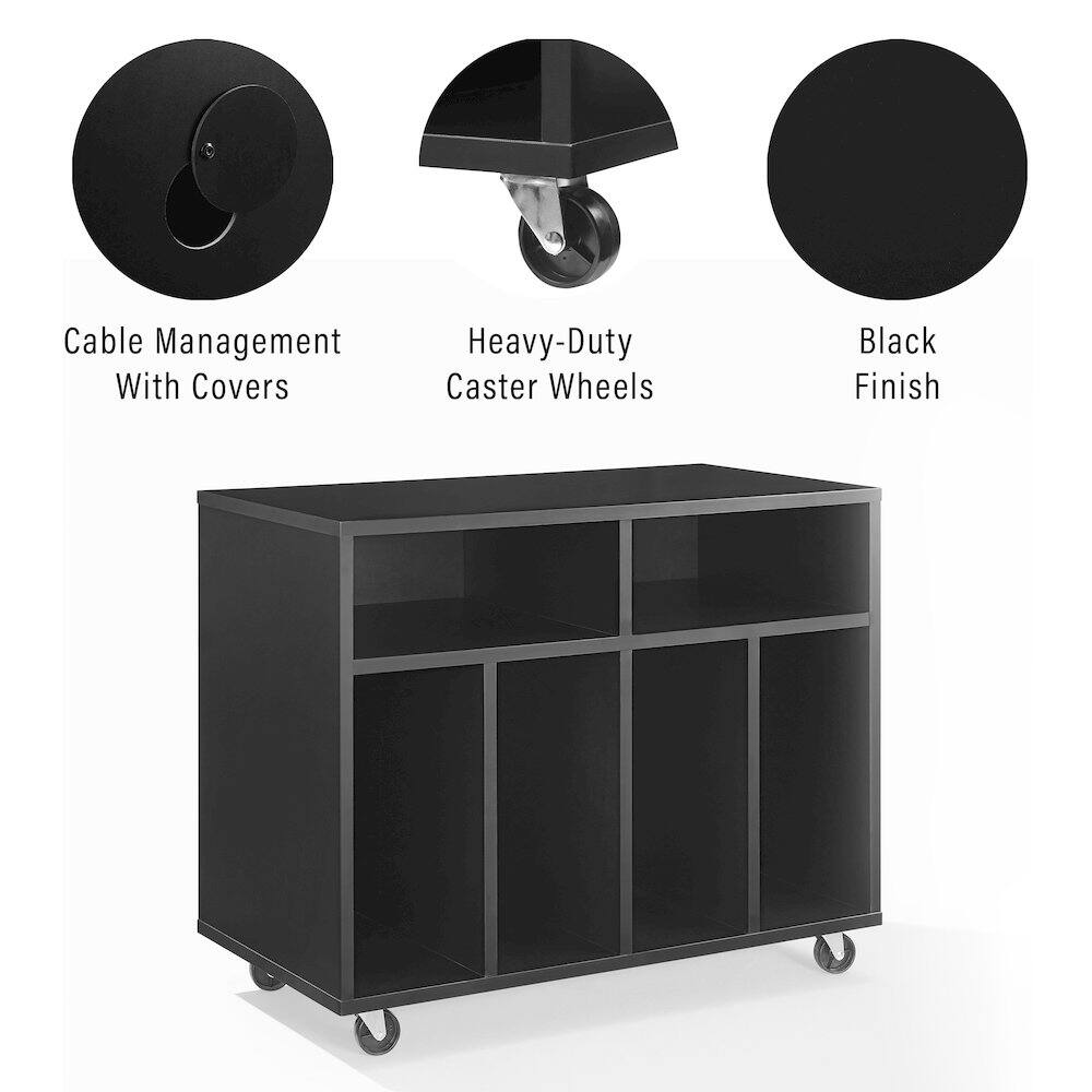 Cable Management With Covers  
Heavy-Duty Caster Wheels  
Black Finish