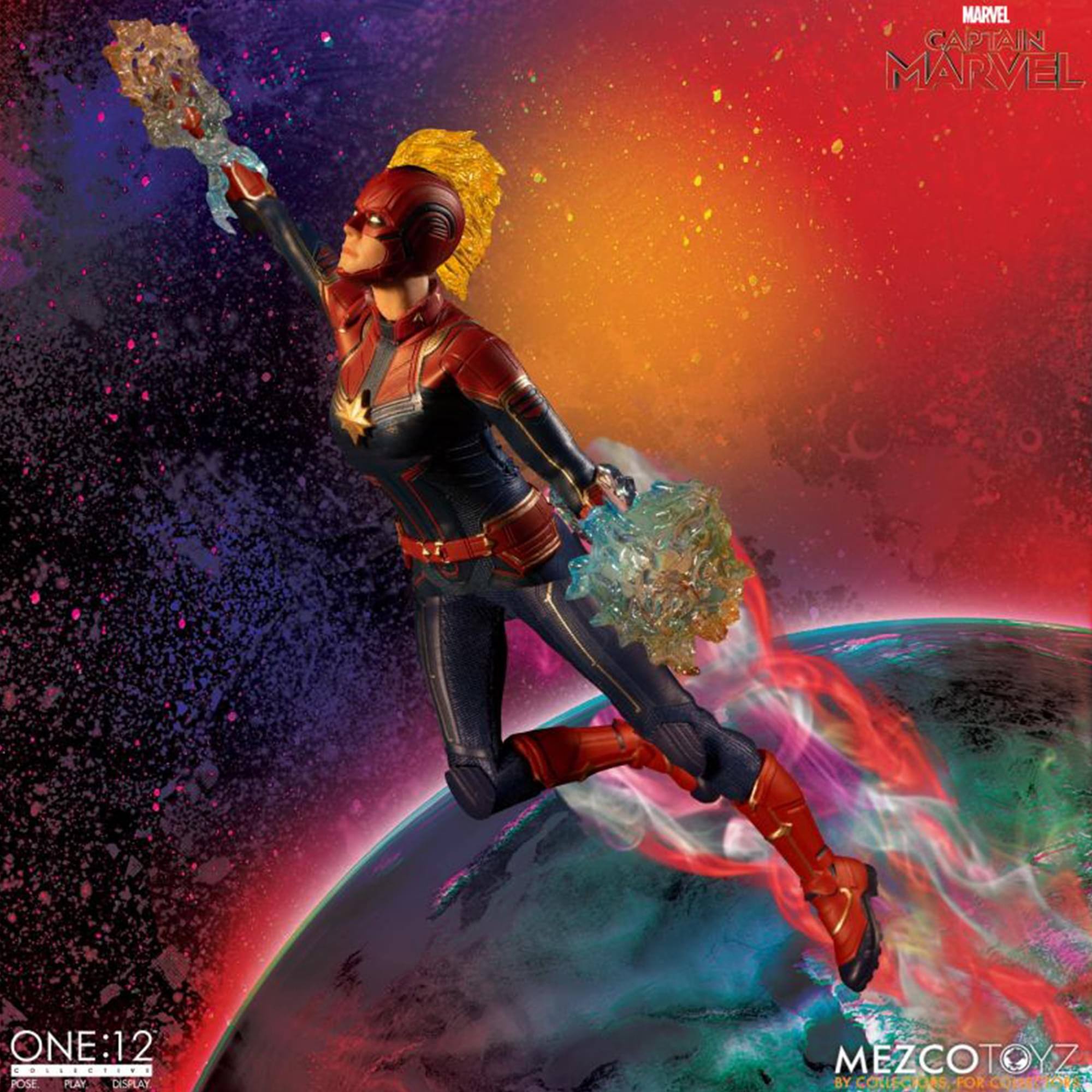 MARVEL CAPTAIN MARVEL ONE:12 POSE PLAY DISPLAY MEZCOTOYZ BY COLLECTORS FOR COLLECTORS
