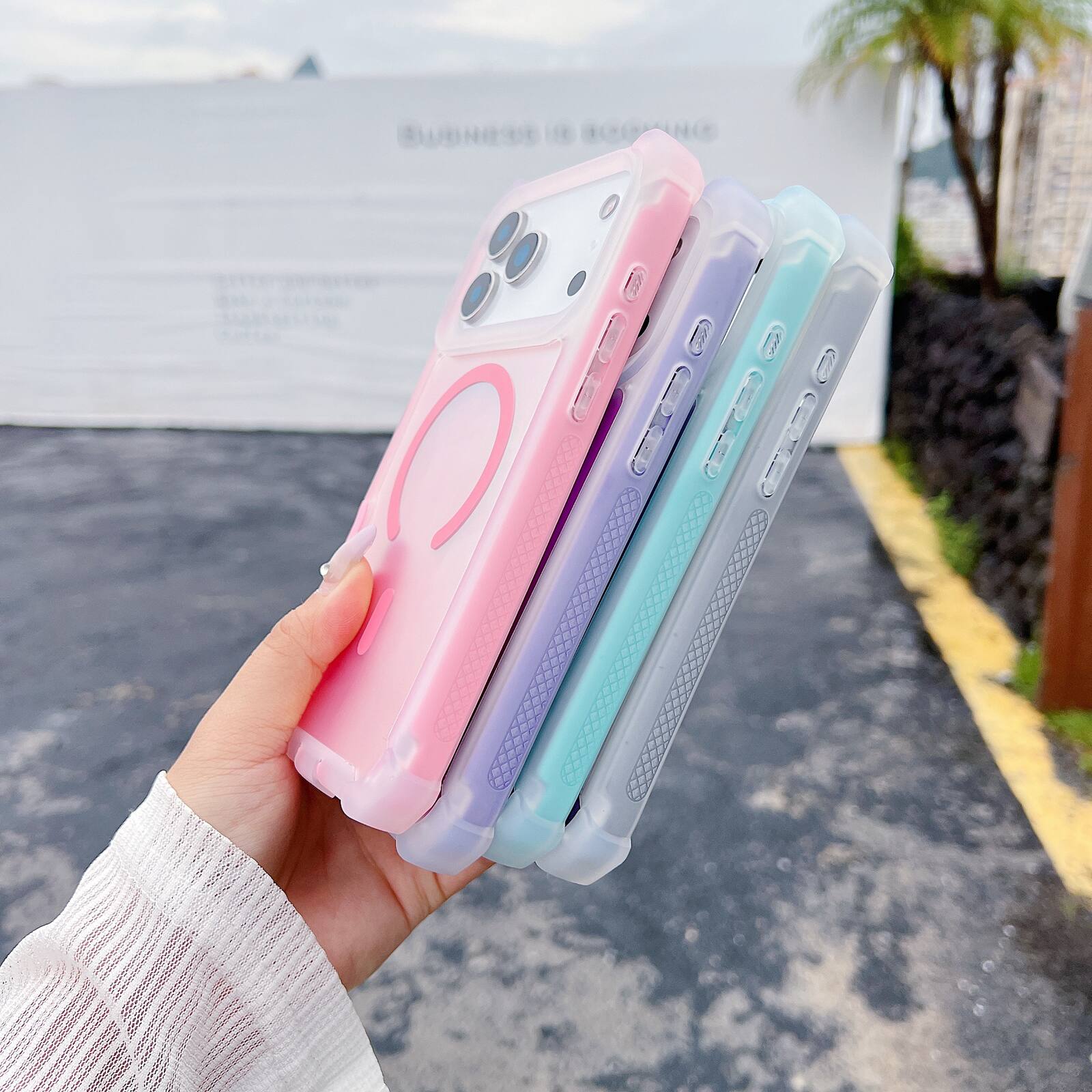 Alt View 3. UUCOVER - Magnetic Case for Apple iPhone 18 Pro, Compatible with MagSafe, Shockproof Bumper Matte Translucent Iridescent Cover - Pink.