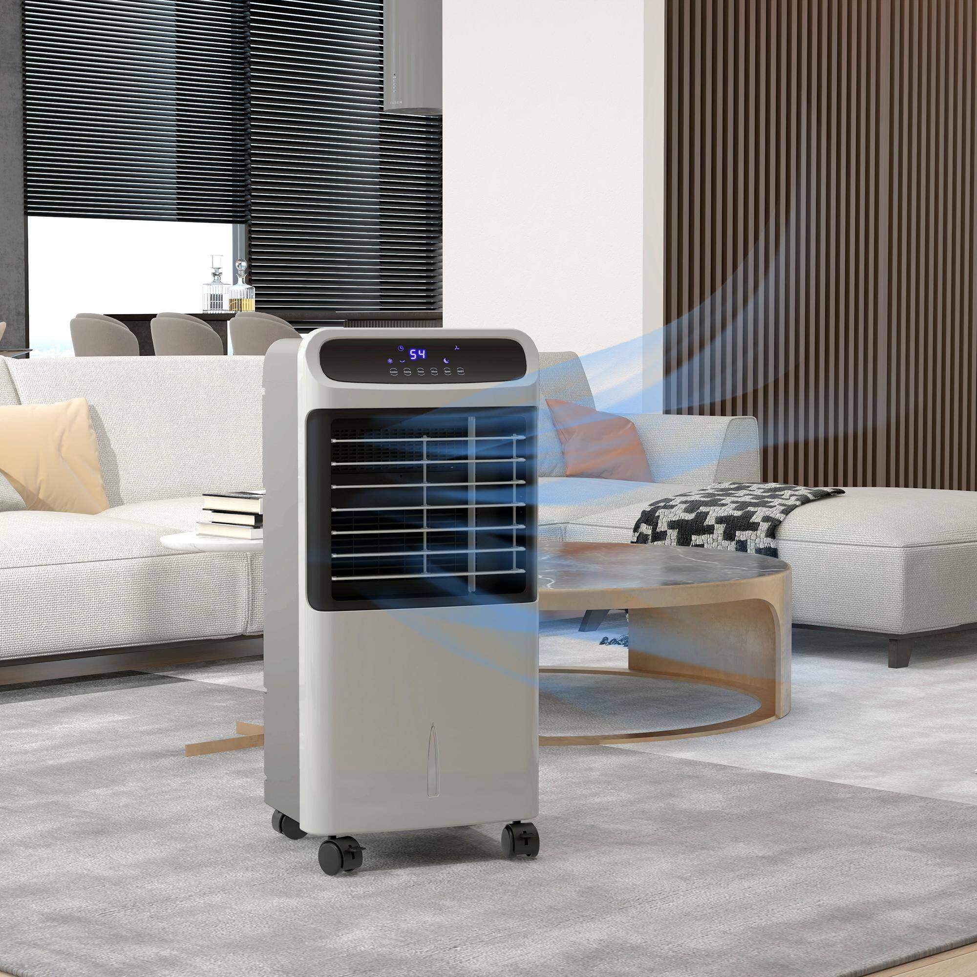 Alt View 4. Resenkos - 3-In-1 Ice Cooling Fan, Mobile Evaporative Air Cooler with Remote, Timer, Oscillating for Home Office, Gray - Gray.