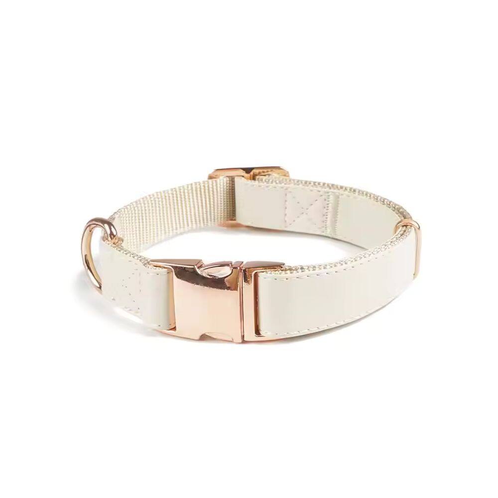 Front. Smart Pet Toys - Adjustable PU Leather Dog Collar - White.