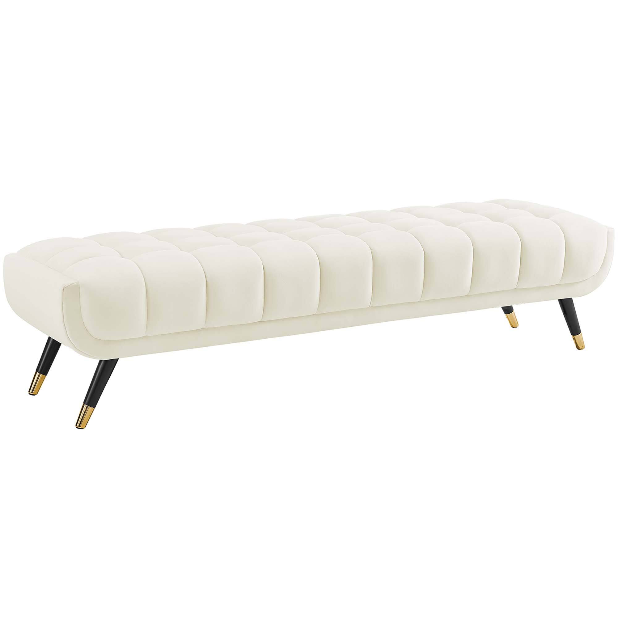 Angle. Modway - Adept Performance Velvet Bench by Modway - Ivory.
