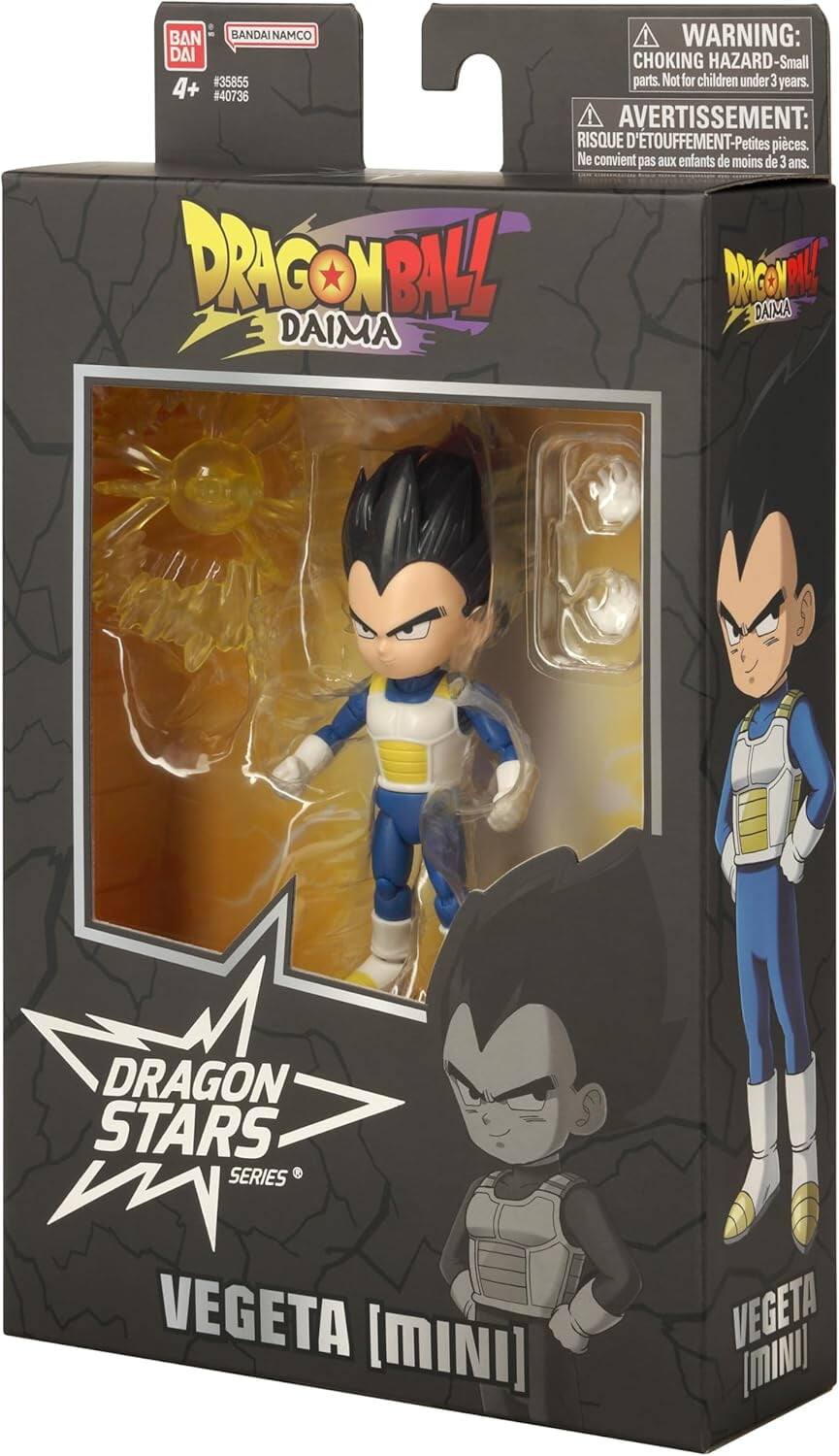 - BANDAI NAMCO WARNING: BAN! DAI CHOKING HAZARD-Small #35855 parts. Not for children under 3 years. 4+ #40736 AVERTISSEMENT: RISQUE D'ETOUFFEMENT-Petites pièces. Ne convient pas aux enfants de moins de 3 ans. DRAGONBALL BNGM! DAIMA DAIMA DRAGON STARS SERIES VEGETA [MINI]
