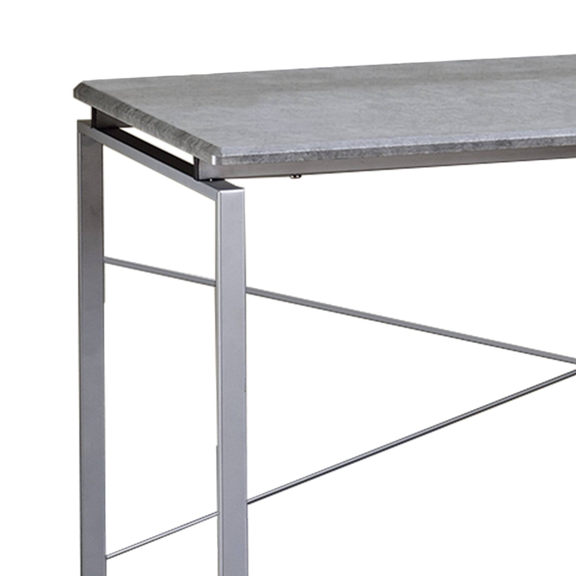 Alt View 2. Manhattan Lane - Sled Base Rectangular Table with X shape Back and Wood Top - Gray and Silver.