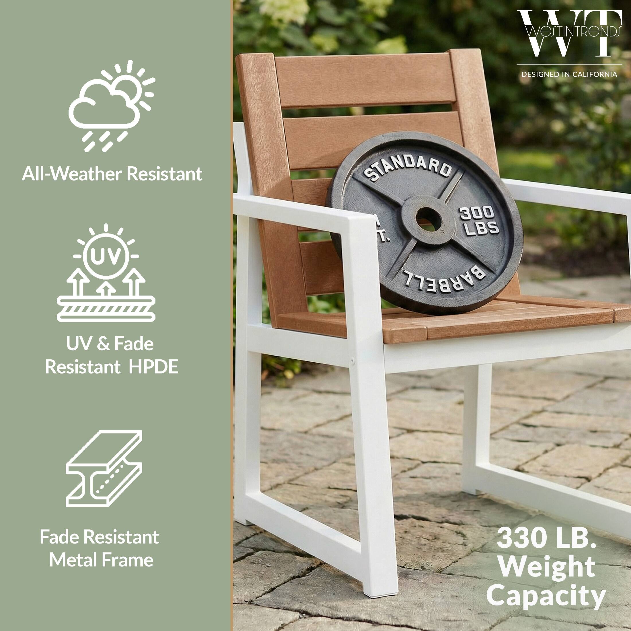 WT WESTINTRENDS VV1  
DESIGNED IN CALIFORNIA  
All-Weather Resistant  
UV & Fade Resistant HPDE  
Fade Resistant Metal Frame  
330 LB. Weight Capacity