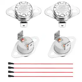 Unique Bargains - 2pcs KSD301 Thermostat 250°C/482°F 30A Normally Closed N.C Adjust Snap Disc Temp Switch with Terminal Wire Ceramic - Silver