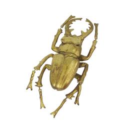 Contrast Inc. - Resin Stag Beetle Painted Sculpture Wall Art Home Decor Hanging Statue - Gold