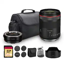 Canon - RF 24mm f/1.4 L VCM Lens EF-EOS R Adapter Bundle - Black