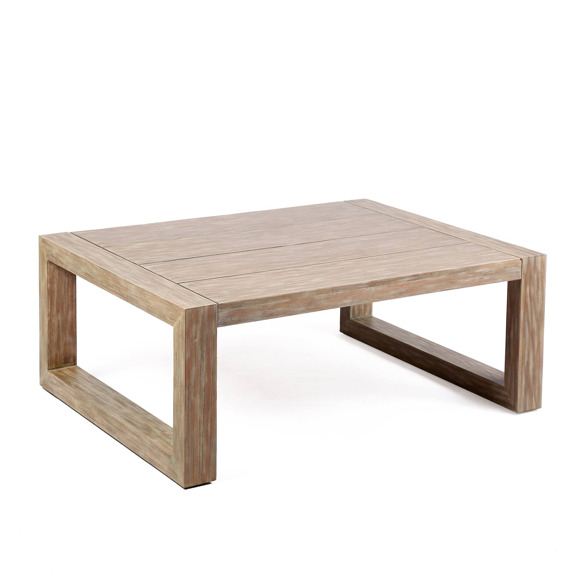 Front. Armen Living - Paradise Outdoor Light Eucalyptus Wood Coffee Table - Light Brown.