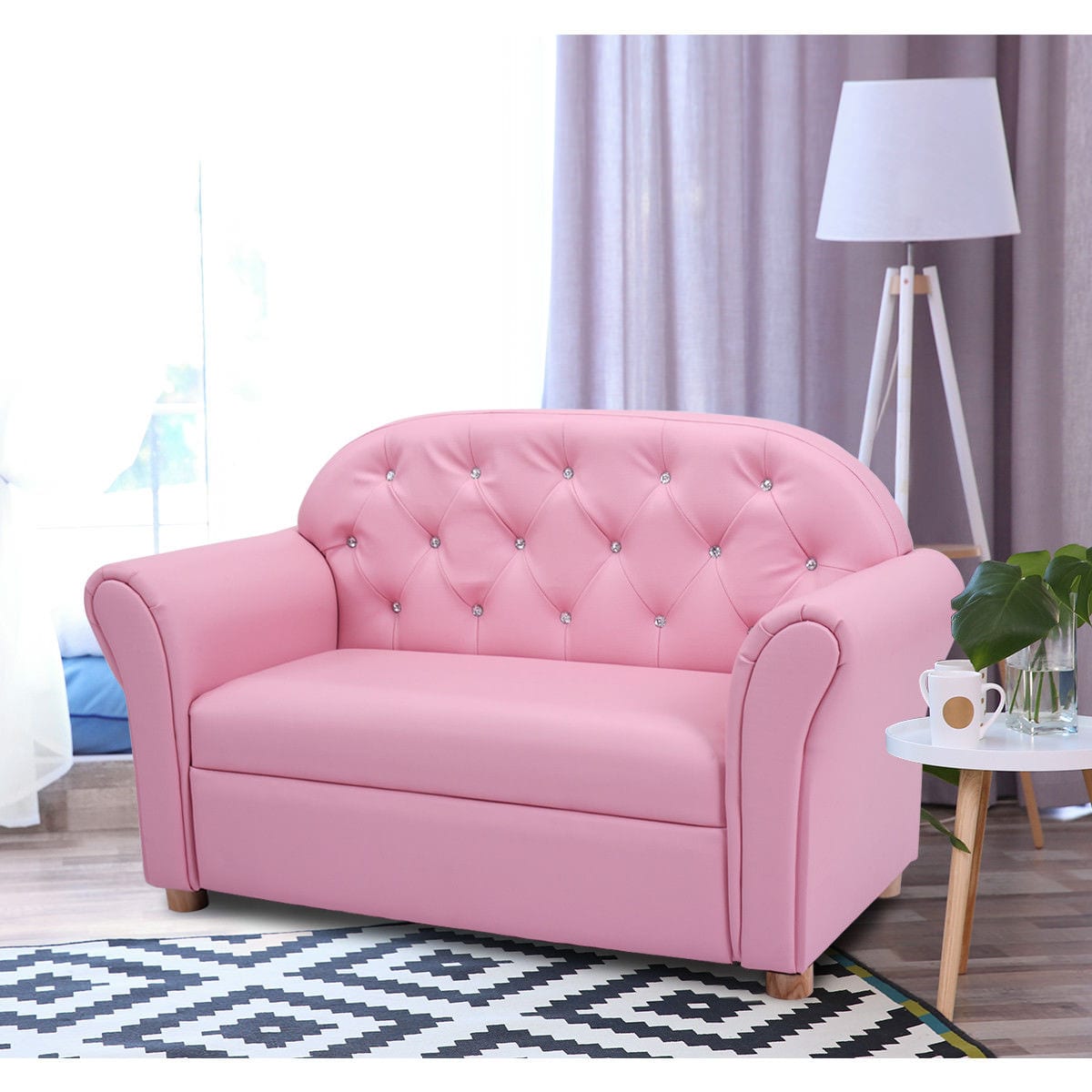 Front. Costway - Costway Kids Sofa Princess Armrest Chair Lounge Couch Children Toddler Gift - Pink.