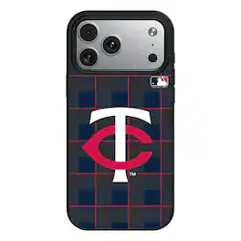 Keyscaper - MLB - Minnesota Twins - Plaid Magnetic Bump iPhone Case - 15 - Black
