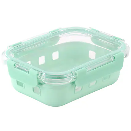 Front. Martha Stewart - Martha Stewart 21 Ounce Glass Container with Snap On Lid in Mint - Mint.