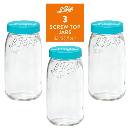 Le Parfait 3 BUTE GOaE SCREW TOP JARS 3L (96 fl oz)
Le Parfait "Super"
Le Parfait "Super"
Le Parfait "Super"