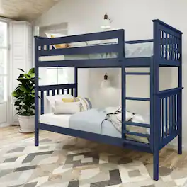 Plank+Beam - Classic Twin over Twin Bunk Bed, Blue - Blue