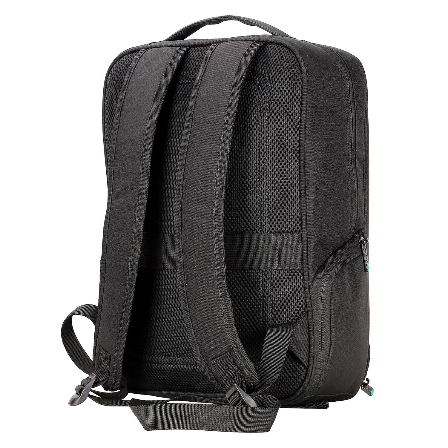 Left. Urban Factory - 13" 14" MIXEE Eco Foam-Reinforced Compact Laptop Backpack Multiple Compartments Recycled PET Materials - Black.